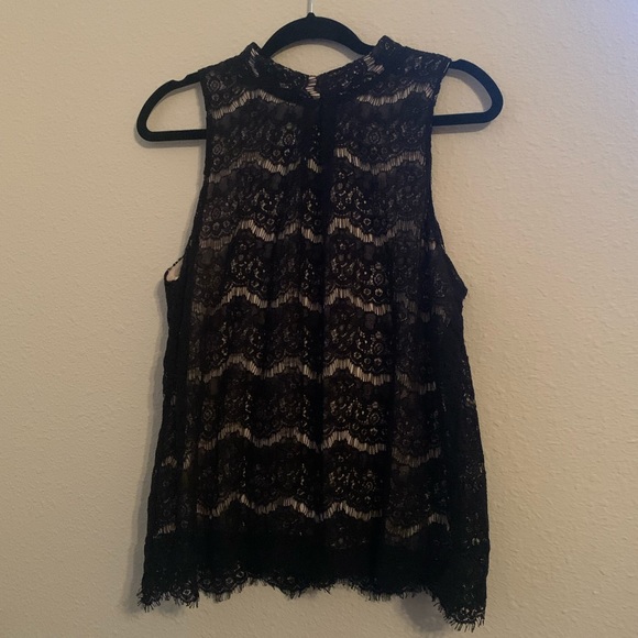 by by Tops - Lace Sleeveless Neck High Top